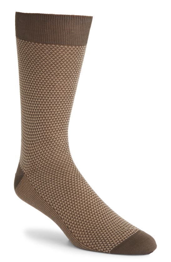Shop Canali Micropattern Cotton Dress Socks In Brown