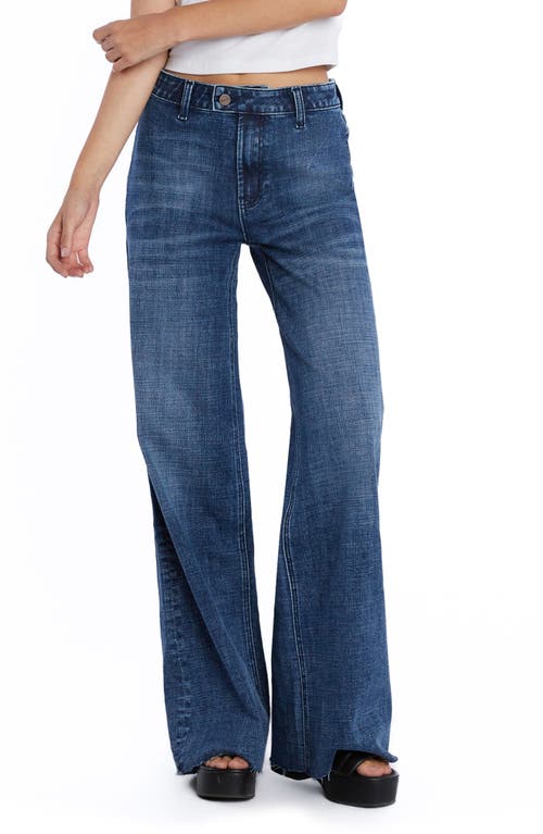 Flat Front Wide Leg Jeans in Marbella Blue