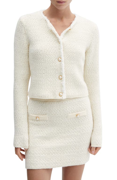 MANGO Bouclé Cardigan Off White at Nordstrom,