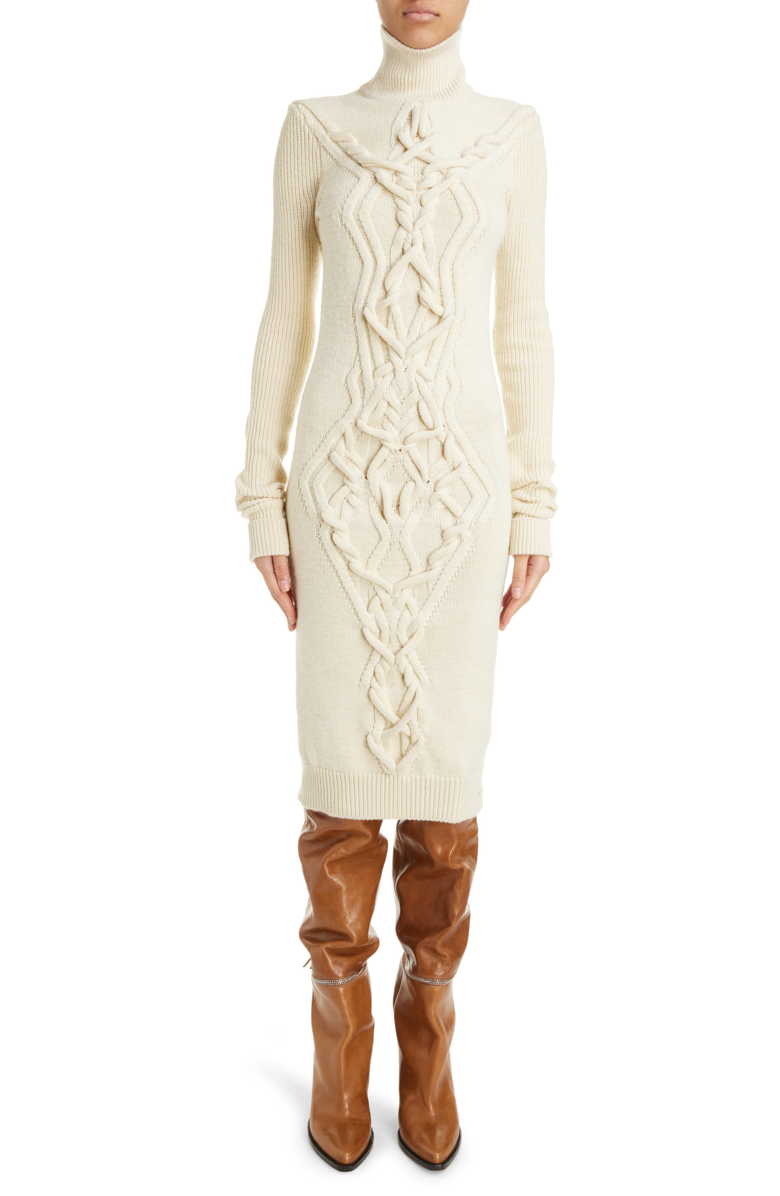 Atina cable-knit wool-blend minidress