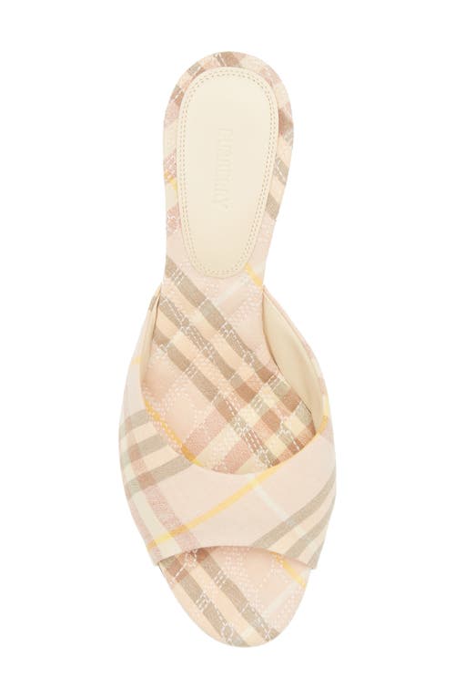 Burberry Beige Check Linen Mule Sandals With 6.5 Cm Heel Lf Mews 65 Chk 162393 In Teacup Ip Check