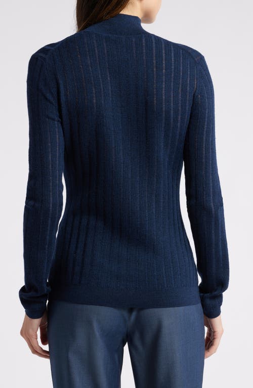 Shop Hugo Boss Boss Fatirami Mock Neck Virgin Wool Sweater In Sky Captain Melange