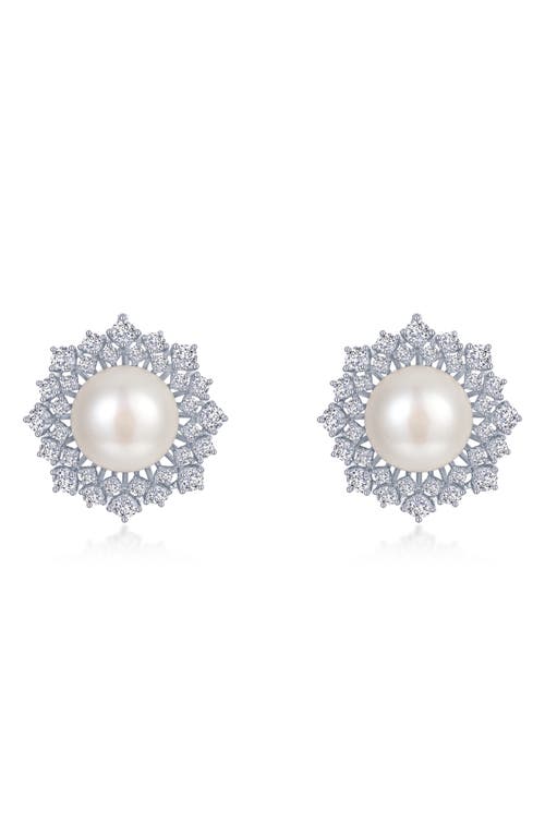 Lafonn Simulated Diamond & Cultured Freshwater Pearl Stud Earrings in White