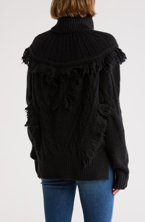 RAMY BROOK RAMY BROOK MYA CABLE STITCH FRINGE TURTLENECK SWEATER 