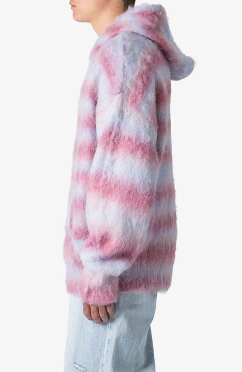 Mnml Stripe Brushed Hoodie Sweater In Pink Multi