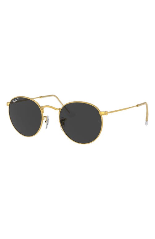 Shop Ray Ban Ray-ban 47mm Small Polarized Round Sunglasses In Gold/black