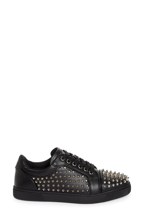 Christian Louboutin Vieira Night Spikes Low Top Sneaker In Black/silver
