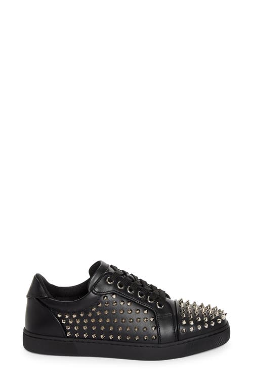 Shop Christian Louboutin Vieira Night Spikes Low Top Sneaker In Black/silver