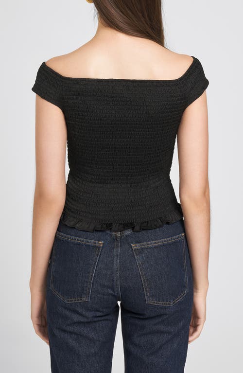 Shop Wayf Kieran Smocked Off The Shoulder Top In Black