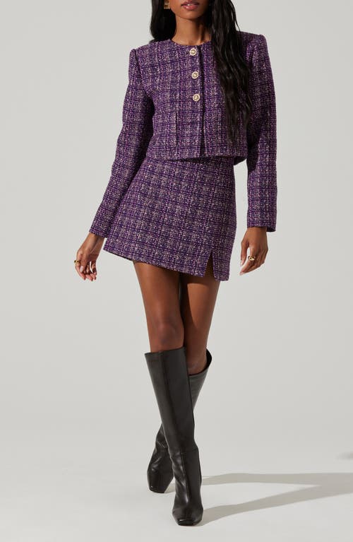 Shop Astr The Label Lyssa Tweed Jacket In Purple Black