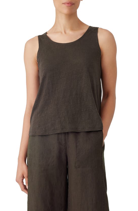 Eileen Fisher Organic Linen Tank In Espresso