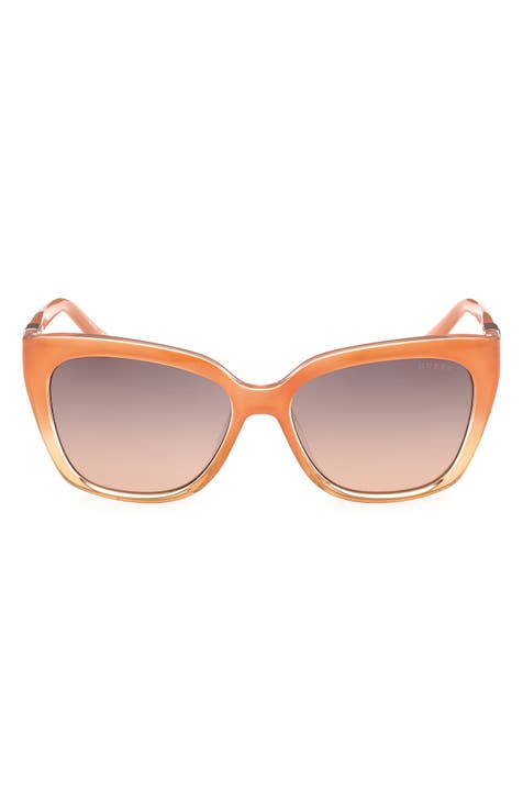 Beverly | Women Square Futuristic Flat Lens Sunglasses Orange