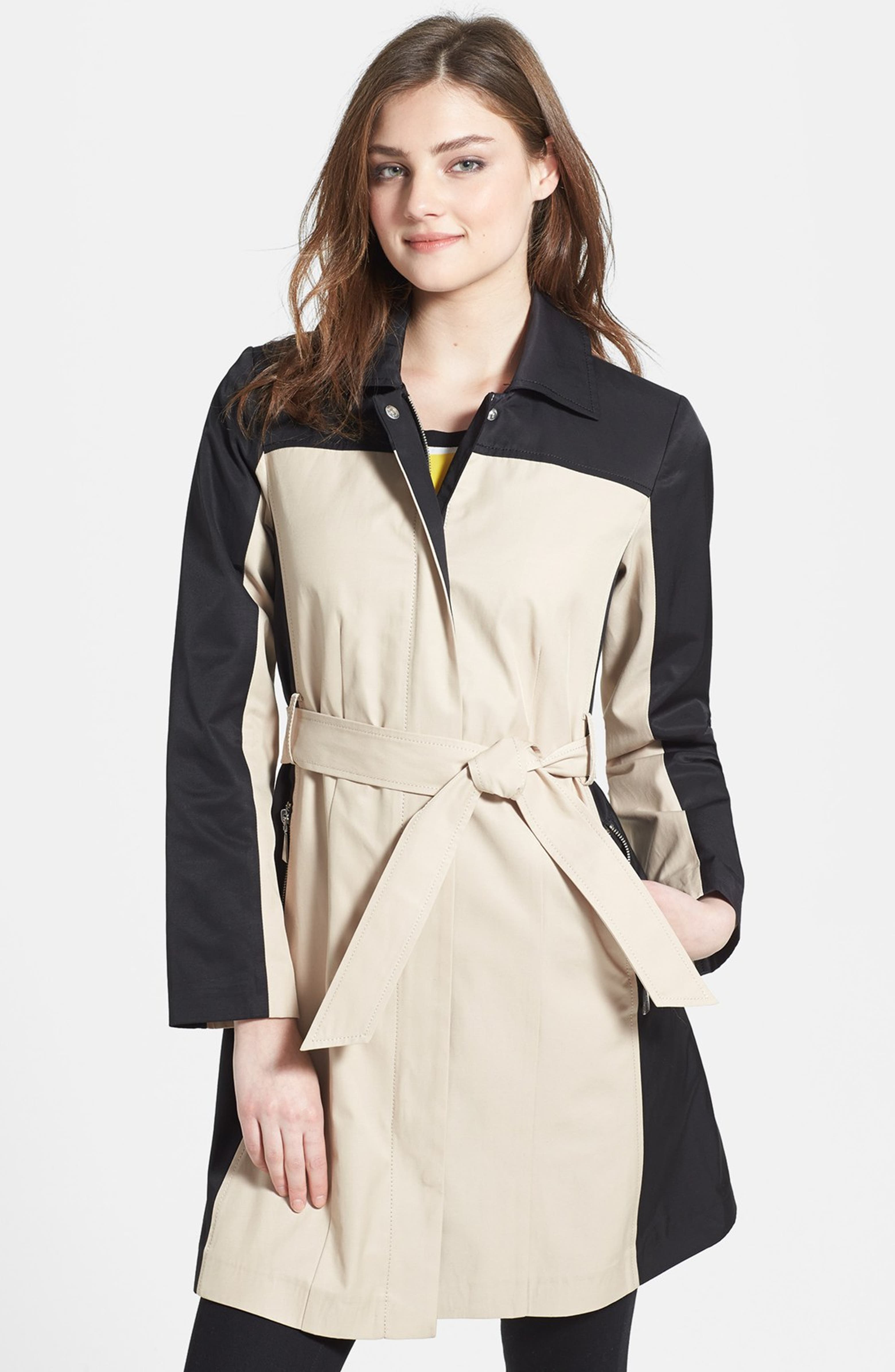 Vince Camuto Colorblock Belted Trench Coat | Nordstrom