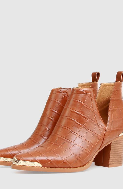 Shop Belle & Bloom Austin Croc Embossed Ankle Boot In Camel