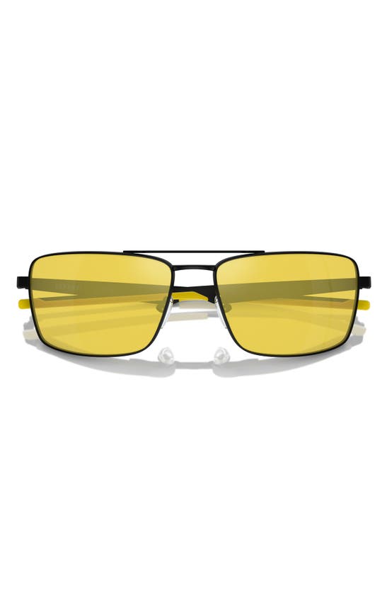 Scuderia Ferrari 60mm Rectangular Aviator Sunglasses In Yellow