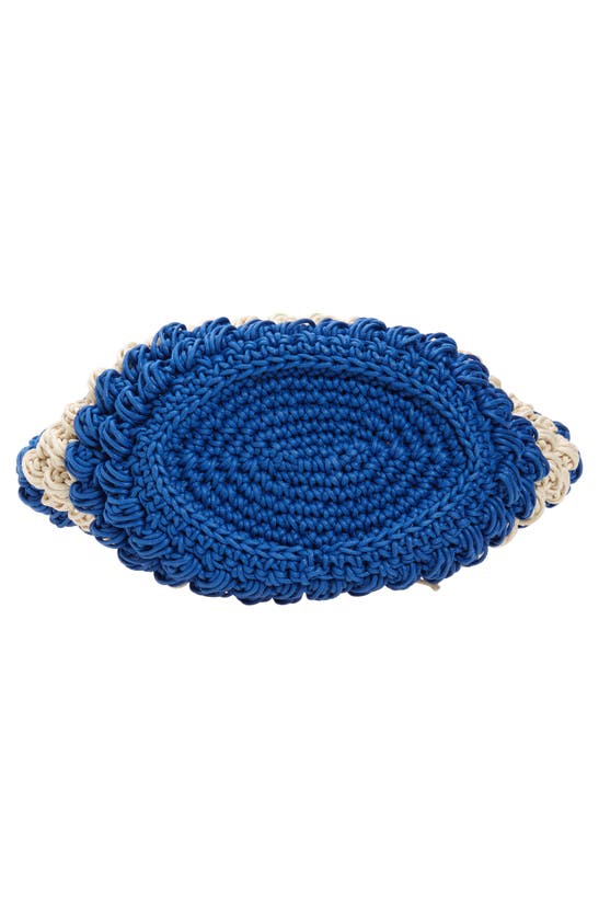 Jw Anderson Popcorn Crocheted Cotton Basket Bag In Blue/ Off White