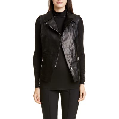 Lafayette 148 New York Nevaeh Leather Moto Vest
