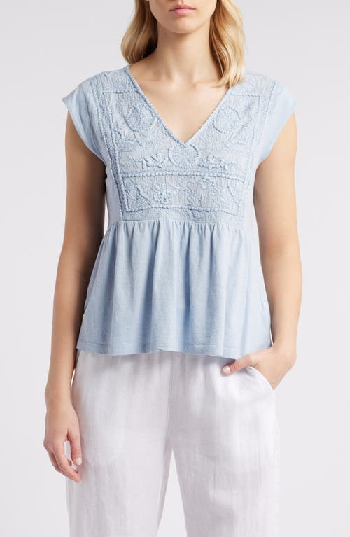 Lucky Brand Embroidered Cotton Babydoll Top at Nordstrom,