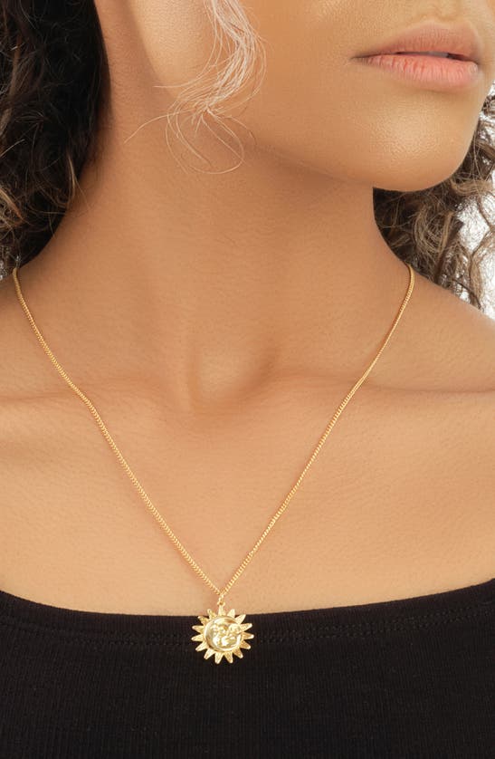 Sterling Forever 14k Yellow Gold Plated Moon & Sun Pendant Necklace In Gold