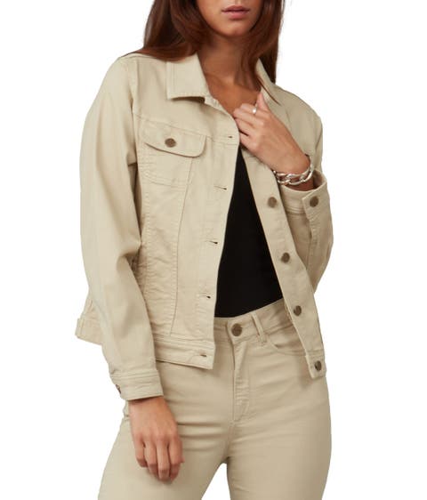 Beige jean jacket womens best sale