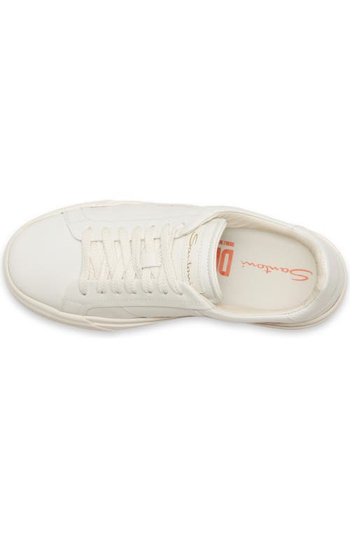 Santoni Women's White Leather Double Buckle Sneaker In White