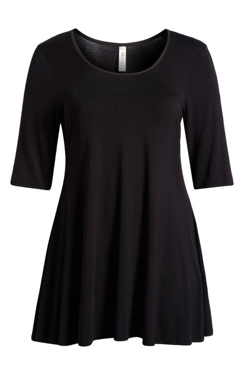 Shop 24seven Comfort Apparel Swing Asymmetric Hem Tunic Top In Black