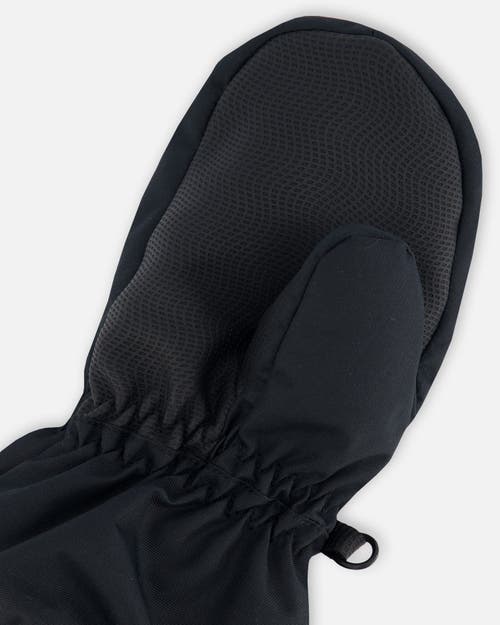 Deux Par Deux Kids Unisex Solid Mittens Black In Anthracite