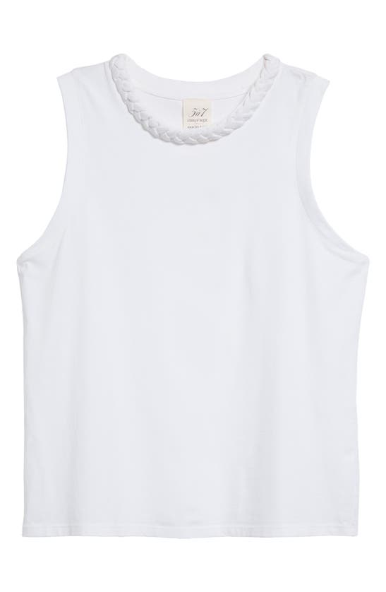 Shop Cinq À Sept Braid Accent Sleeveless Cotton T-shirt In White