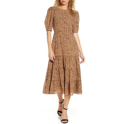 Bb Dakota Dot Print Midi Dress, White