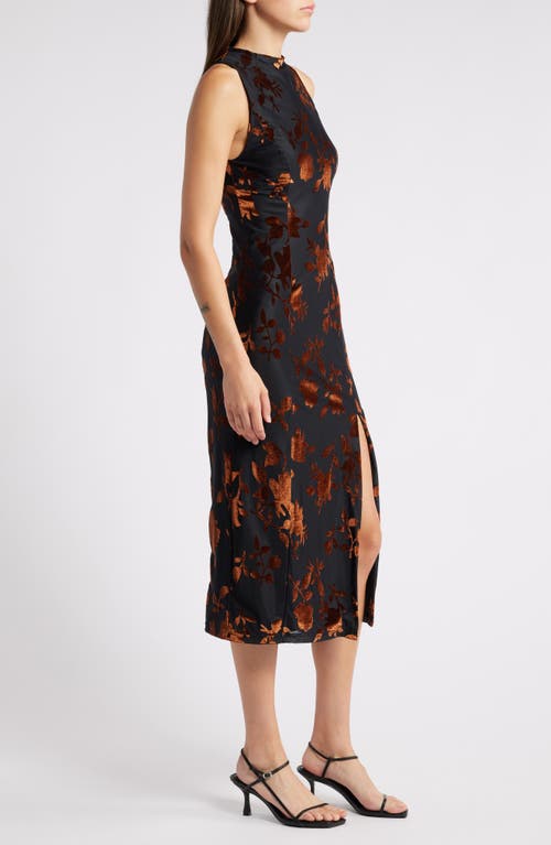 Shop Hutch Floral Jacquard Funnel Neck Dress In Black