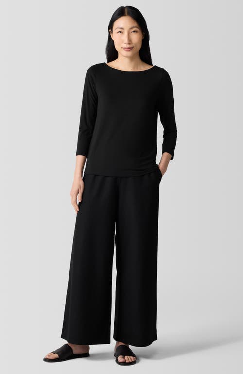 Shop Eileen Fisher Jersey Boat Neck Top In Black