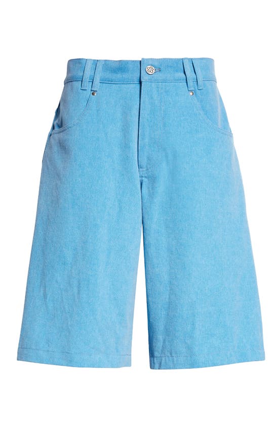 Marshall Columbia X Disney 'the Little Mermaid' High Waist Embroidered Denim Shorts In Blue