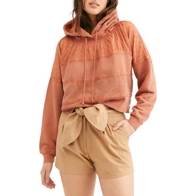 Free People Piper Pieced Crop Hoodie, Orange