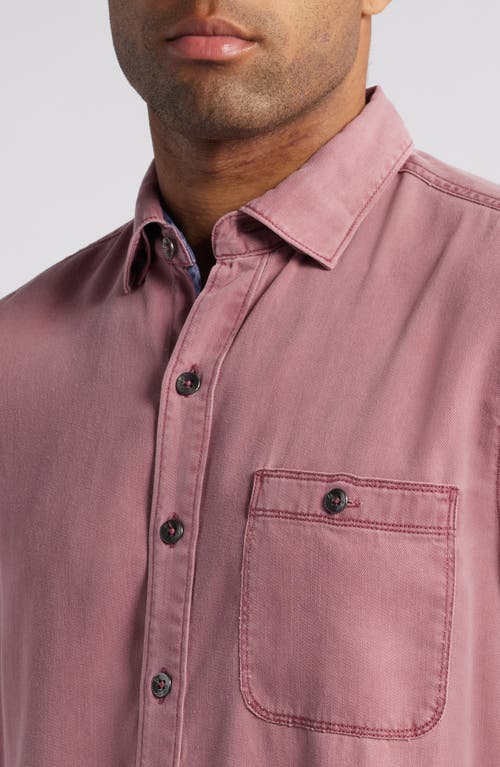 Shop Tommy Bahama Ocean Wash Twill Button-up Shirt In Ruby Wine