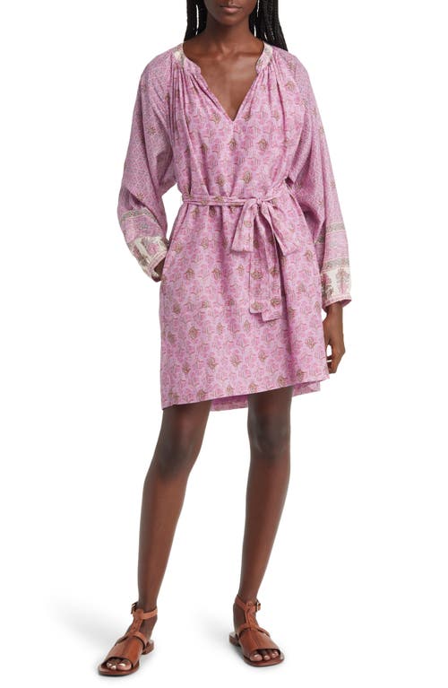 XÍRENA Hart Long Sleeve Belted Cotton & Silk Dress in Pink Posey