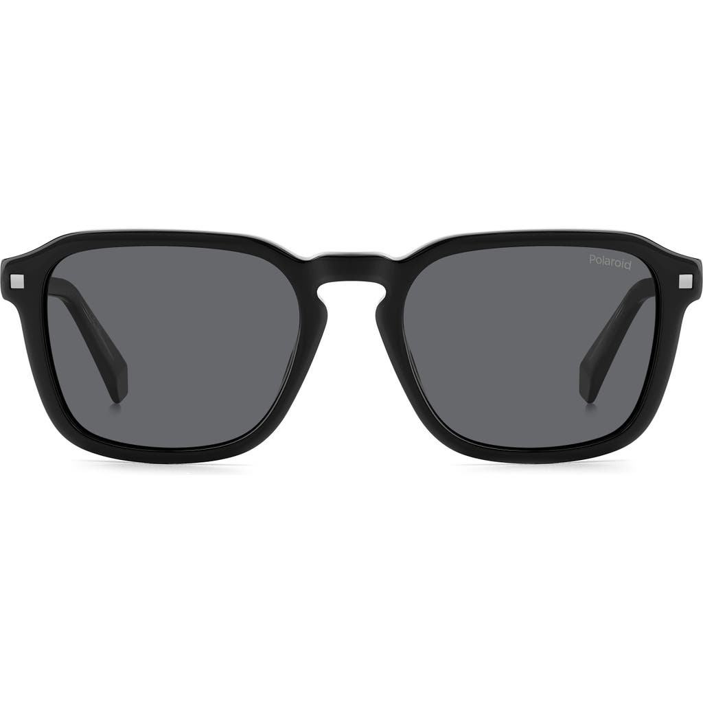 Polaroid 53mm Polarized Rectangular Sunglasses In Black/gray Polarized
