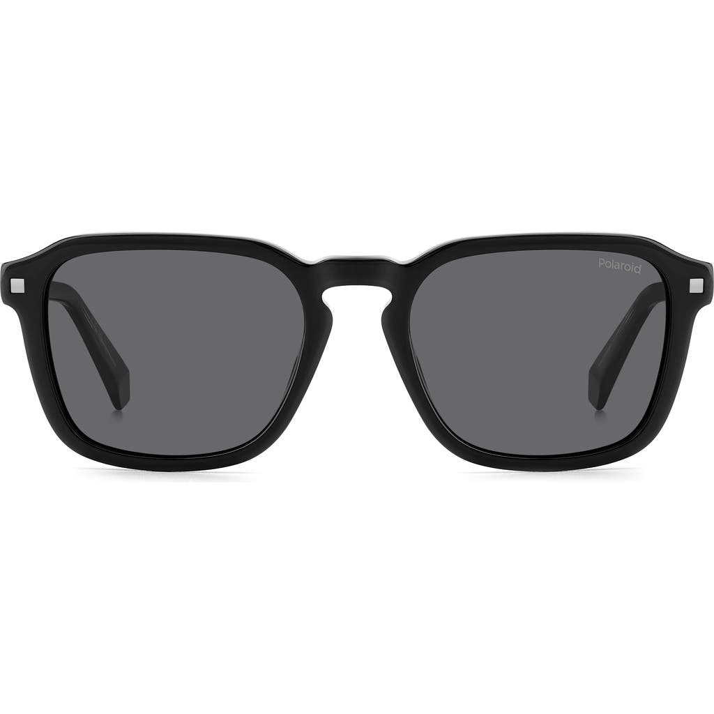 Polaroid 53mm Polarized Rectangular Sunglasses In Black/gray Polarized