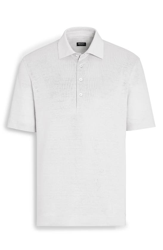 Shop Zegna Linen Polo In Bianco