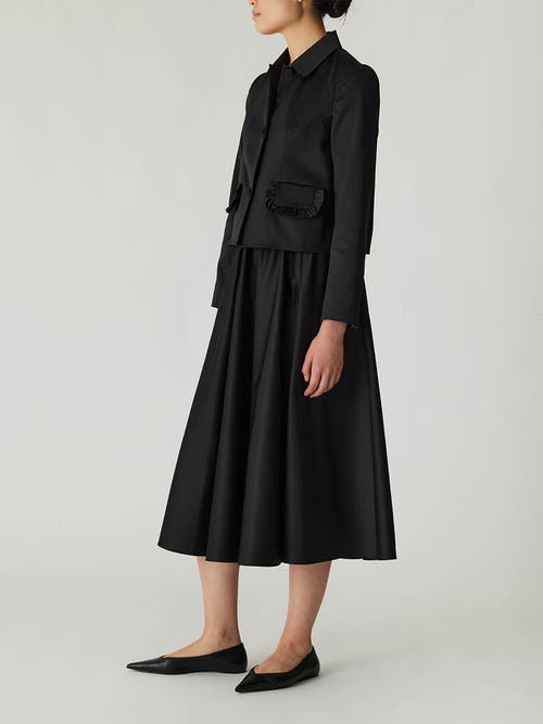 Rebecca Taylor Techy Sateen Ruffle Pocket Jacket In Black