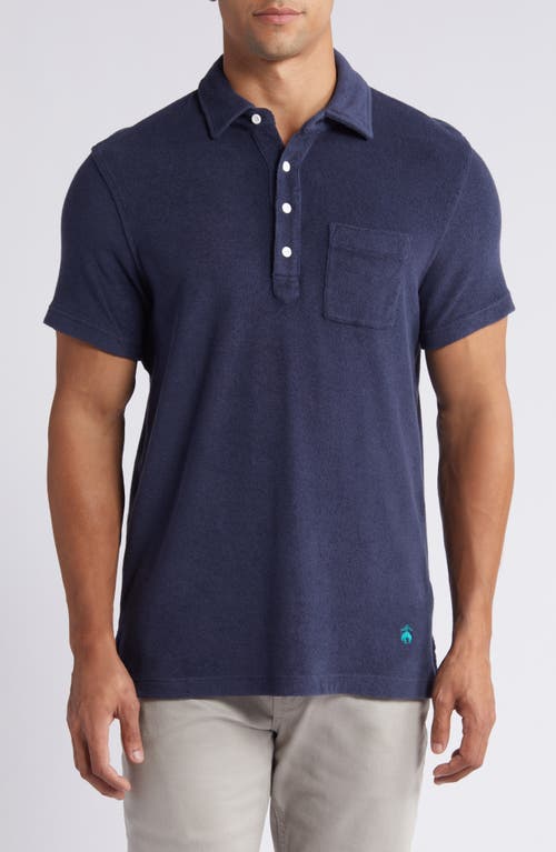 Brooks Brothers Cotton Terry Cloth Pocket Polo In Navy