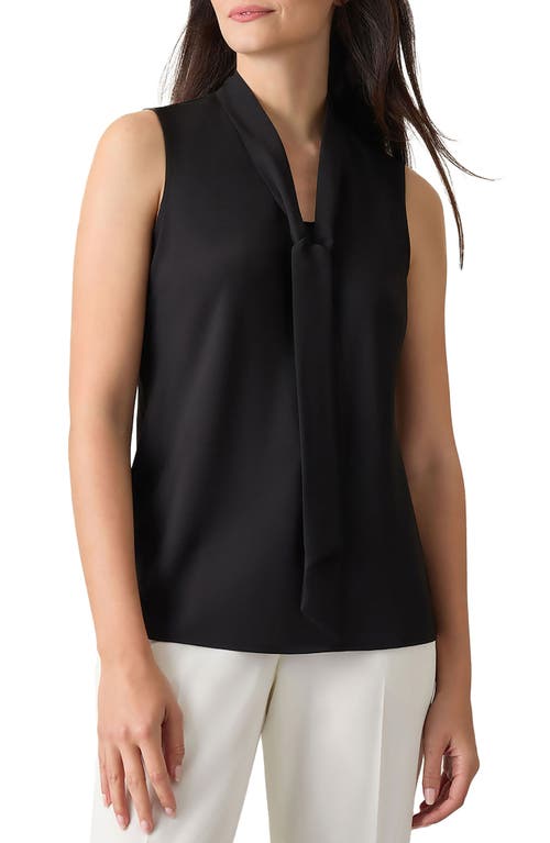 Shop Kasper Tie Front Sleeveless Stretch Top In Black