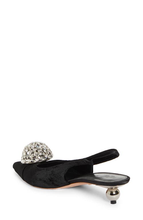 Giambattista Valli Crystal Ball Pointed Toe Velveteen Slingback Pump In Black/crystal