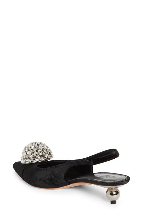 Shop Giambattista Valli Crystal Ball Pointed Toe Velveteen Slingback Pump In Black/crystal