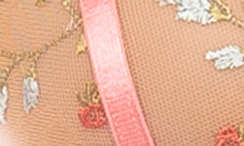 Shop Mapalé Floral Embroidered Balconette Bra, Thong & Garter Straps In Pink Garden