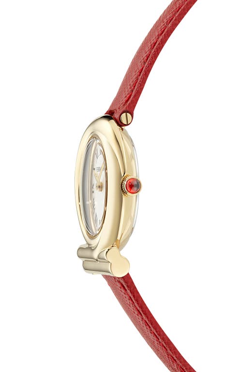 Shop Ferragamo Gancini Twisted Leather Strap Watch, 28mm In Ip Yellow Gold