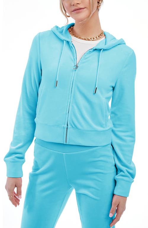 ♡juicy couture♡ベビーブルー 水色 キラキラ ベロア トップス Juicy Couture - Girls Turquoise Blue Velour Zip-Up Top with