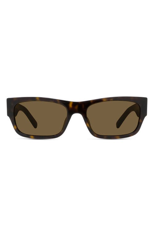 Shop Givenchy 4g 56mm Rectangular Sugnlasses In Dark Havana/roviex