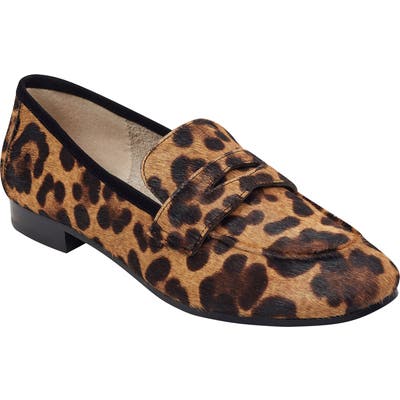Marc Fisher Ltd Chang Genuine Calf Hair Penny Loafer, Brown