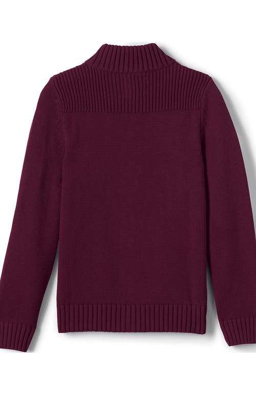 Shop Lands' End School Uniform Boys Cotton Modal Zip Front Cardigan Sweater In Burgundy