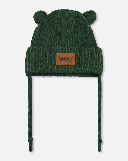Deux Par Deux Baby Unisex Baby Knit Hat With Ears Forest Green at Nordstrom